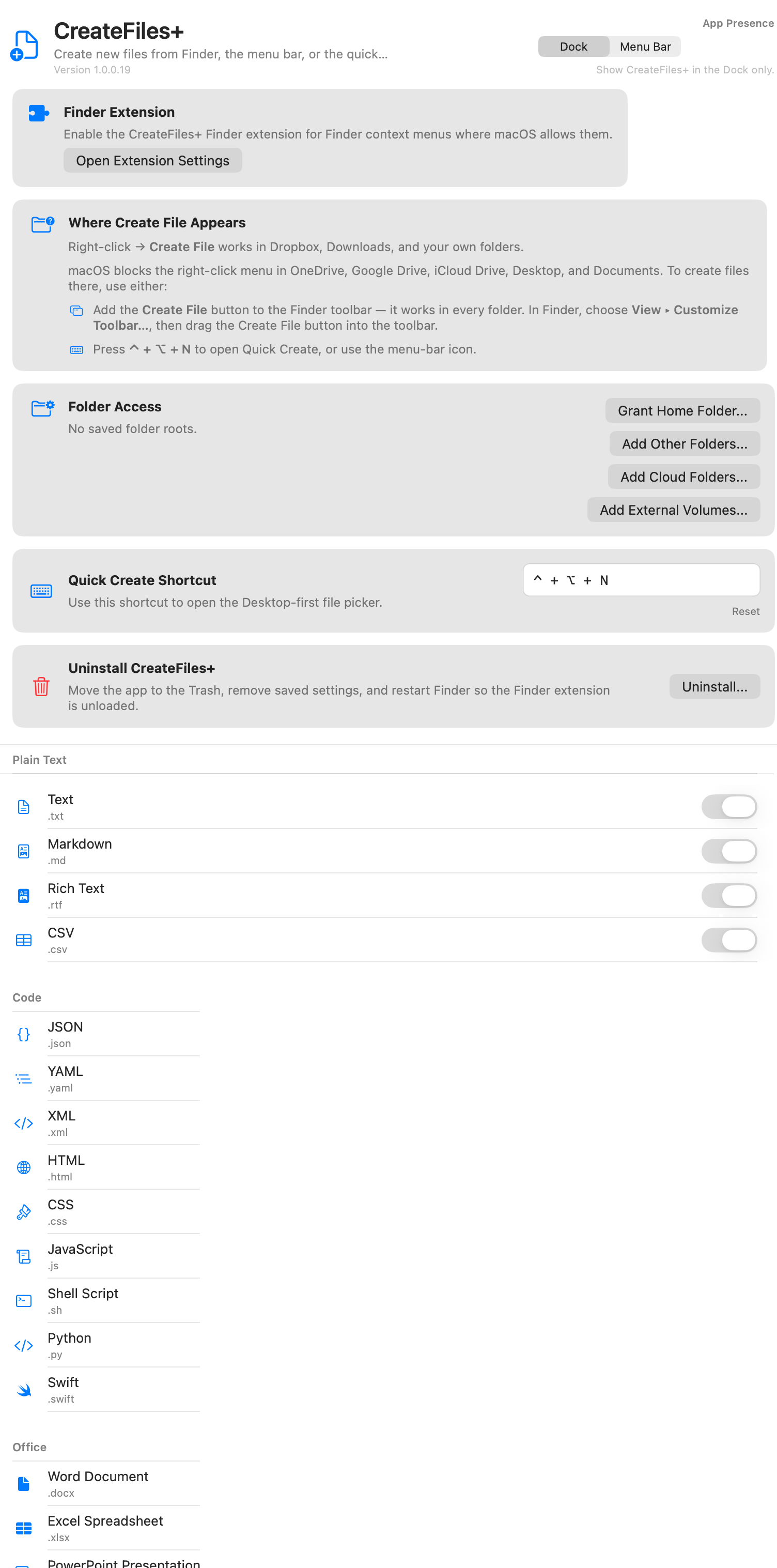 CreateFiles+ app window for Finder Extension Not Showing on Mac - What to Check
